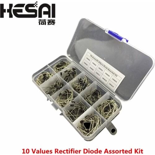 200Pcs 10 Values Rectifier Diode Assorted Kit 1N4001 1N4002 1N4003 1N4004 1N4005 1N4006 1N4007 1N5817 1N5818 1N5819 + Box