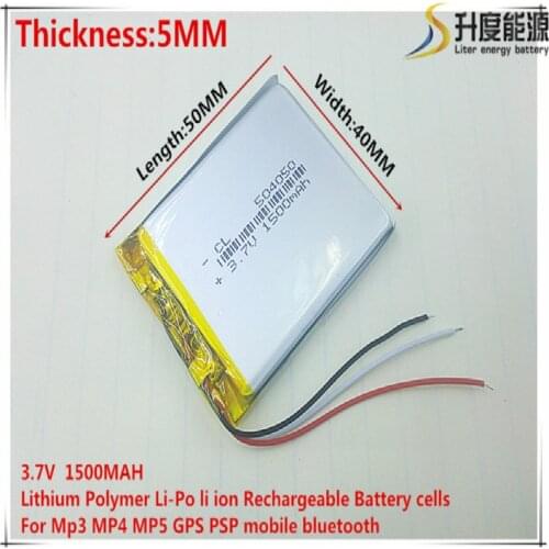 3.7V,1500mAH 504050 3 line (polymer lithium ion / Li-ion battery ) for Smart watch,GPS,mp3,mp4,cell phone,speaker
