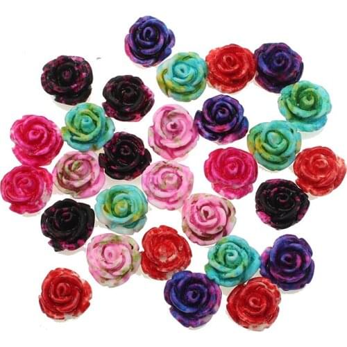 50pcs Kawaii Resin Flowers Flatback Cabochon Scrapbook Craft Clear Embellishments DiyDecor For Headwear Phone Nail Art Stickers