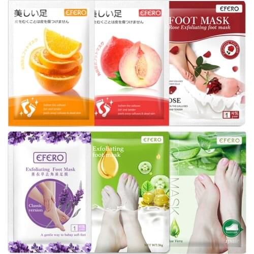 EFERO 6Packs Feet Exfoliating Foot Masks Pedicure Socks Exfoliation Scrub for Feet Mask Remove Dead Skin Heels Foot Peeling Mask