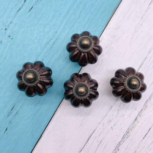8pcs Euro-style Garden Cabinet Cearmic handle Single Hole Knob Door Pull Retro Drawing Art Door Wardrobe Chest Drawers Knobs