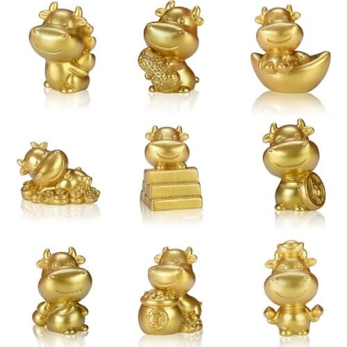 9pcs Zodiac Ox Micro Landscape Figurine Ornaments Resin Craft Miniature Decor