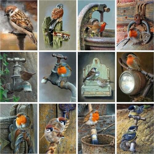 Huacan Diamond Painting Bird Full Square/round Diamond Embroidery Mosaic Animal Scenery Home Decor