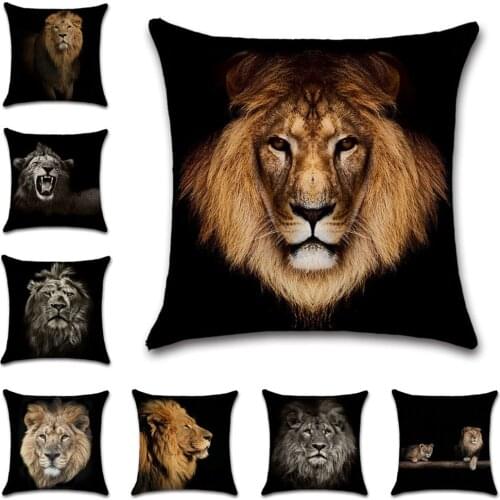 King of the Prairie Lion Pattern Animal Cushion Cover decorative Home sofa chair car seat friend bedroom kids gift pillowcase