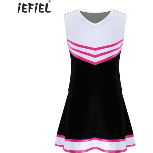 Kids Girls Cheer Uniform Hip Hop Jazz Dancing Clothes Set Children Cheerleader Costume For School Sports Dance Performance