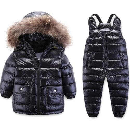3-8Y Winter Children Boys Girls White Duck Down Waterproof Suit Kids Down Jacket + Pants 2Pcs Ski Snowsuit Enfant Parka Coat