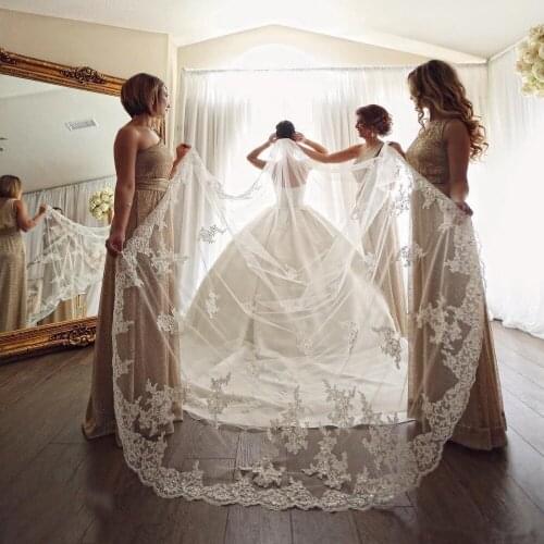 Designed Single Layer Bridal Veils Lace Appliques Amazing Wedding Veils Bridal Accessories Wedding Dresses