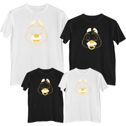 Disney Chip And Dale T shirt Summer Comfortable 100% cotton Fashion Womens t-shirts Clothes girl mother and daughter clothes