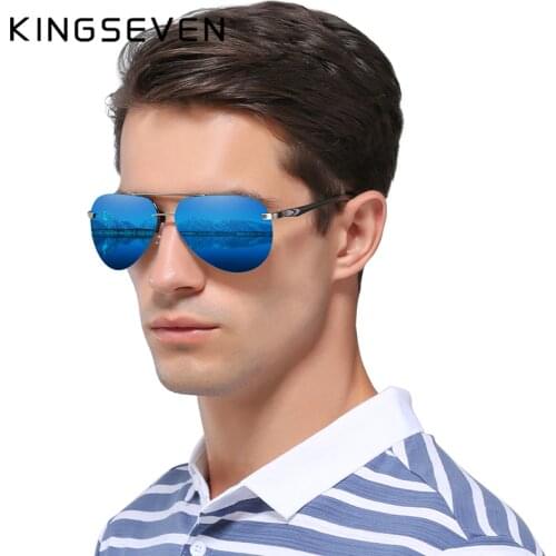 KINGSEVEN BRAND DESIGN Aluminum Pilot Polarized Sunglasses Men Vintage Metal Frame Driving Sunglasses Male Goggles