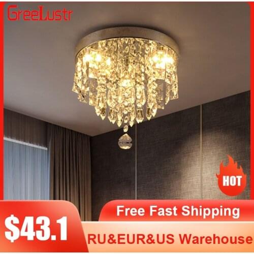 Creative LED Crystal Ceiling Lamp K9 crystal Entranc Aisle lamp 15w LED ceiling light Fxitures for Bedroom Indoor Light Lustres