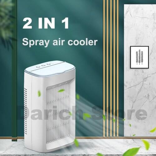 Powerful Air Cooling Fan 2 IN 1 Mist Air Conditioner USB Personal Space Cooler Humidifier 3 Wind Desk For Room