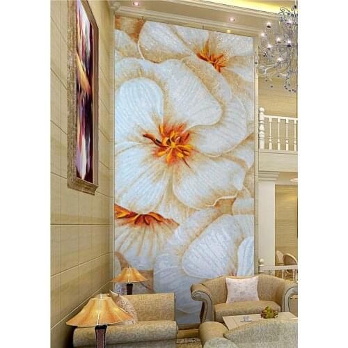 Europe style classic interior decor mosaic mural porch TV background wall puzzle ice jade mosaic Hibiscus flower art painting
