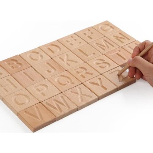 Wood Letter Alphabet Montessori Educational Wooden Toy Game For kid English Toy Cognitive Card Early Learning Aids Board Toddler