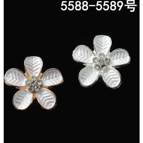 50pcs/pack 14mm Gold Color Alloy Metal Crystal Small Flower Charm Pendant For DIY Handmade Jewelry Making Wholesale