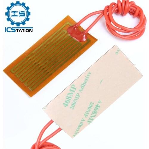 25mmX50mm 12V 7W PI Polyimide Heating Film Electric Heater Plate Panel Adhesive for 3D Printer Oil Tank Car Defrosting Defogging