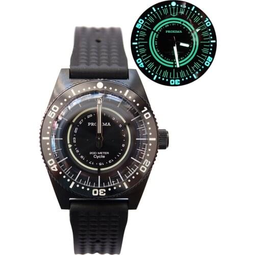 Proxima 62Mas Mens Dive Watches,Men Automatic Watch Diver 200m Waterproof Mechanical Wristwatch C3 Luminous NH35 Sapphire Mirror