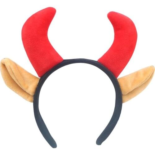 Christmas Halloween Headband Korean New Fashion Plush Cute Horns Ear Headband Wash Face Headband Party Gift Favors