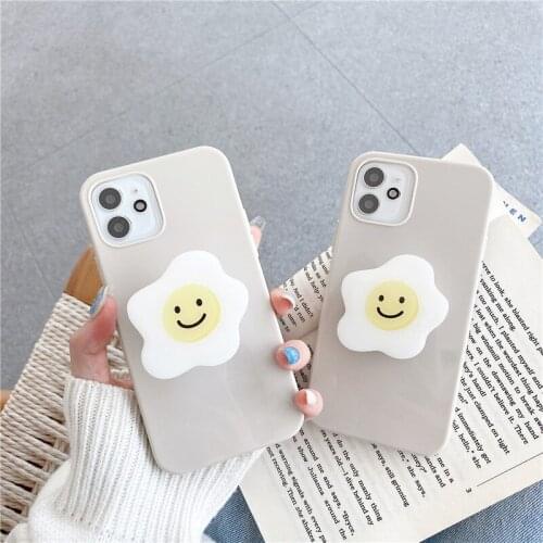 Cute Stand Holder Egg Phone Case For iphone 12 Pro Max Bracket Cases Covers For Funda iPhone 11 X XS XR XS Max 7 8Plus Coque