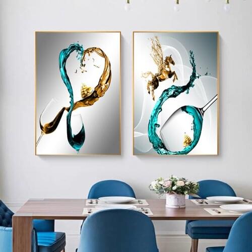 Modern Abstract Goblet Blue and Yellow Tones Art Canvas Painting Nordic Posters and Prints Wall Art for Home Decor (No Frame)
