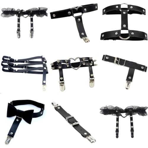 Women Sexy Leather Leg Garter Belts Elastic Body Heart Bowknot Leg Garter Belt Suspender Leg Strap Garter Belt harness lingerie