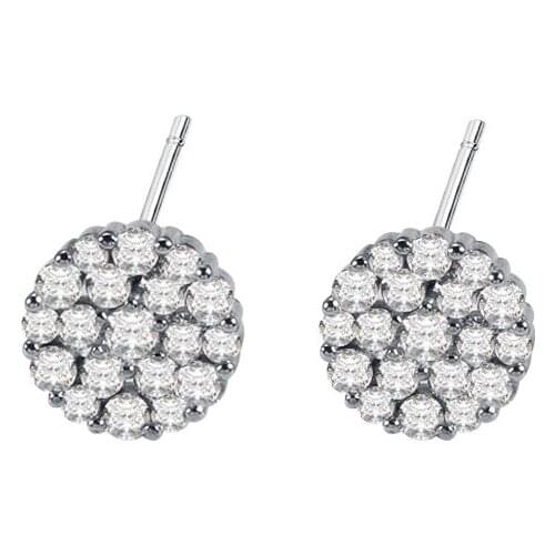 Ladies Earrings Small Disc Inlaid With Multiple Zircon Silver Color Fashion Earrings Banquet Wedding Gift For Girlfriend