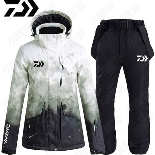 Winter Daiwa Waterproof Fishing Clothing Sets Men Fishing Clothes Outdoor Sportswear Suit Warm Fishing Jacket Shirt Pants