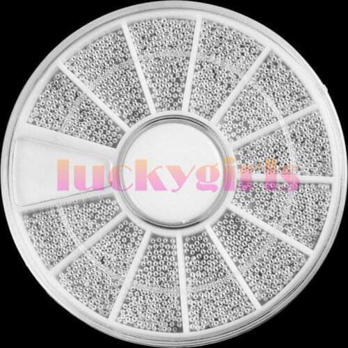 1 Box Steel Beads Nail Studs Sliver Champagne 1.0mm Mixed 3D Nail Art Decorations In Wheel Manicure DIY