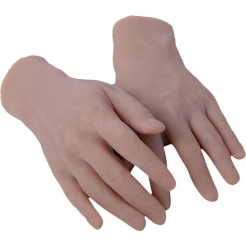 2Pcs Soft Practice Hand Model 3D Flexible 1:1 Adult Mannequin Fake Skin Salon Tattoo Nail Art Training Display Tool
