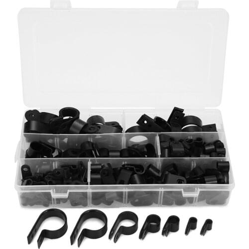 200pcs Nylon Wire Cable Clips Car Audio Fastener Plastic Wire Clamp Hose Mount P Type Clamps Cable Cord Clip Car Accessories