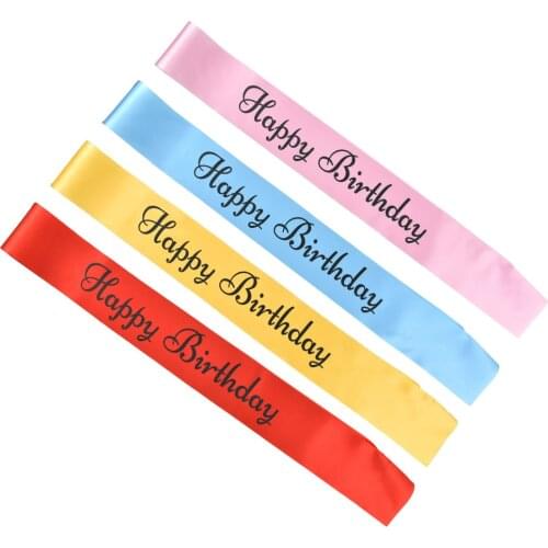300pc 4Colors Blue Pink Fabulous Satin Ribbon Sash Happy Birthday Sash For Women Man Happy Birthday Party Decorations Supplies