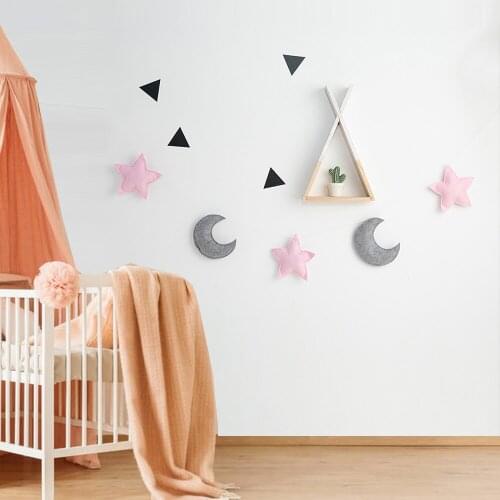 5Pcs/Set INS Nordic Style Felt Star Moon Ornaments Kids Room Baby Crib Tent Bed Matching Decor Stars Moon Hanging Home Decor