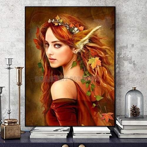 5D DIY Diamond Painting fantasy Elf Girl Full Drill Diamond Embroidery Cross Stitch Painting wall Decor Needlework Nice Gift