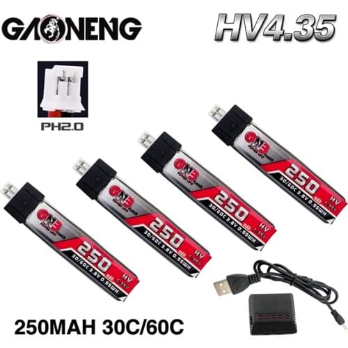 GNB Li HV 1S 3.8V 250mAh 30C/60C 4.35V Lipo Battery And Charger for QX65 Blade Nano QX CPX MSR Inductrix FPV Tiny7 Beta65S Drone