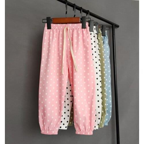 Kids Girls Pants Children Thin Section Translucent Polka Dot Pants Baby Girls Cool Summer Against Mosquito Bites Trousers