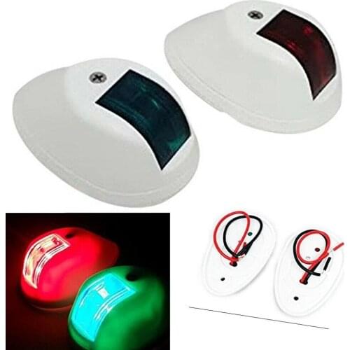 LED Navigation Side Bow Lights White Plastic House Marine Boat Yacht Red & Green