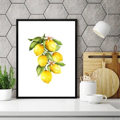 High Definition Lemon Canvas Oil Painting Prints Kitchen Wall Art Decor On The Branch Fruit Pictures Home Room Decoration Post