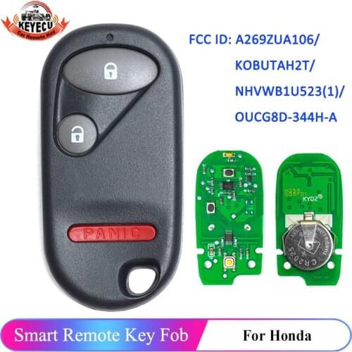 KEYECU 2+1 3 Button A269ZUA106 / KOBUTAH2T / NHVWB1U523 / OUCG8D-344H-A Remote Smart Key Fob for Honda CR-V Element Civic Pilot