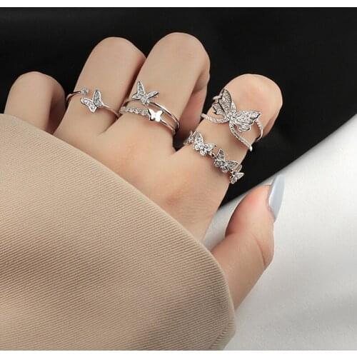 925 Sterling Silver Single Female Ring Fashion Personality Butterfly Ring Trendy Elegant for Girlfriend Birthday Present Jewelry