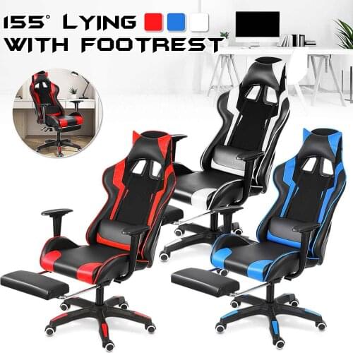 155° Gaming Chairs with Footrest Ergonomic Office Chair Adjustable Swivel Leather High Back Computer Desk Chair with Headrest