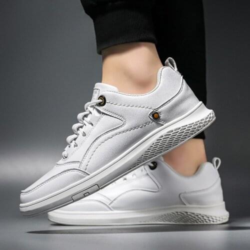 Mens Shoes Casual Leather Vulcanized Shoes Breathable Lace Up Running Sneaker Comfortable Shoes Outdoor Men Sneakers Shoes