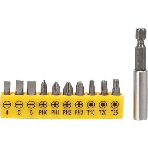 Screwdriver Magnetic Extension Bit Holder 11 in 1 Hex Shank Screwdriver Bit Torx Hex Star Tamper Proof Screwdrivers Bit