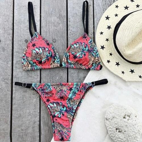Plant print Micro Bikinis 2020 Sexy swimsuit Women Swimwear Push Up Bikini Set Bathing Suit Swim suit Brazilian Thong Biquini