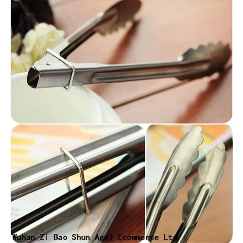 7 Inch Kitchen Tool Set Heat Bread Tong Stainless Steel Salad BBQ Cooking Food Serving Utensil Tongs