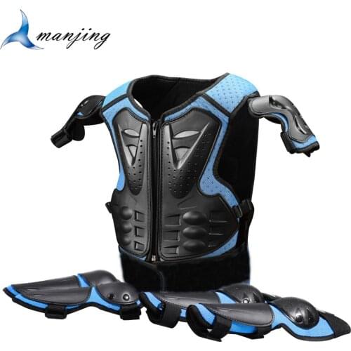 New Blue color Youth child Body Protect Armor Motocross Back Support MTB Rollar Skating Skiing Cycling Vest Moto Protection Gear
