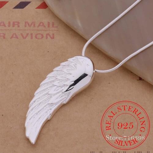 925 Sterling Silver Necklace Angel Wings Necklaces Pendants for Women 2020 Fashion Wedding Jewelry Factory Wholesale Gift/agajta