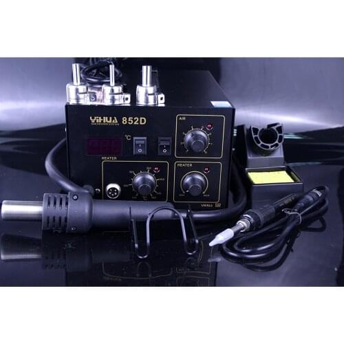 YIHUA 852D 2 In 1 Soldering Station YIHUA 852D (Diaphragm Pump) Rework Soldering Station with hot air gun and solder iron