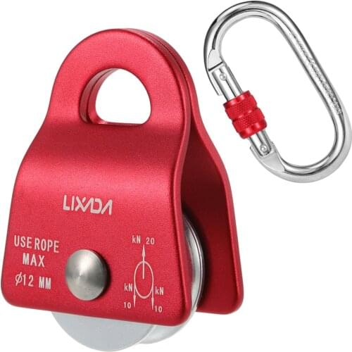 Lixada 20kN Bearing Mobile Pulley with 25kN Screw Locking Carainber Rigging Climbing Accessories