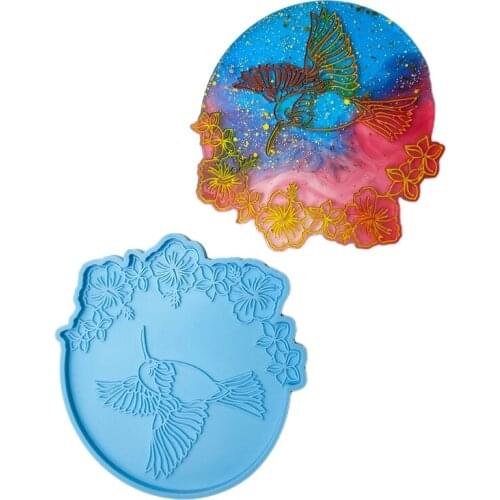 Hummingbird Coaster Epoxy Resin Mold Cup Mat Pad Silicone Mould DIY Crafts Placemat Home Decoration Casting Tools