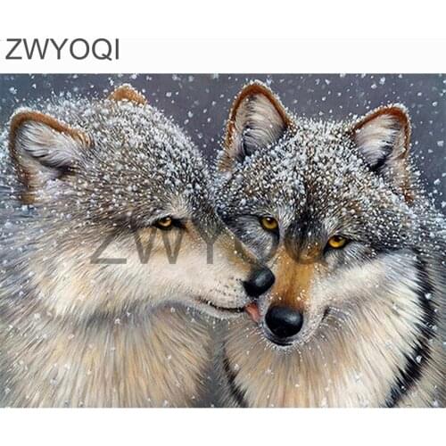 Full Square Diamond painting Cross stitch Wolf animal Full Round Diamond embroidery Wolf animal DIY3D Diamond mosaic Wolf animal