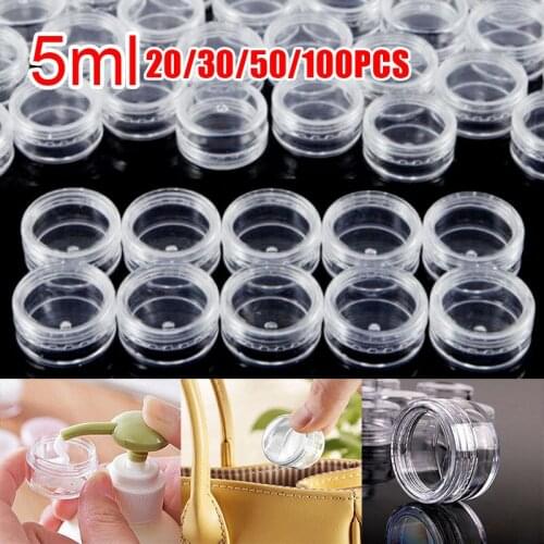 20/30/50/100Pcs Clear Sample Cream Jar 5ml Mini Cosmetic Bottles Containers Transparent Pot for Nail Art Craft Storage